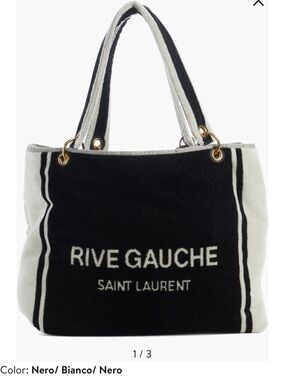 Saint Laurent Black and White Rive Gauche Tote